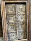 1800s Antique India Door Hand Carved Teak Wood Farmhouse Style