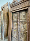 1800s Antique India Door Hand Carved Teak Wood Farmhouse Style