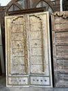 Antique Door Whitewashed Rustic Hand Carved Farmhouse Barndoor 83