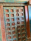 Antique Indian Door Rustic Blue Teak Carved Vintage Garden Door with Frame 84