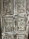 Vintage White Carved Sliding Door Rustic French Carved Door 80x36