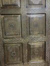 Vintage Carved Wood Sliding Barn Door Brass Claded Old Artistic Door 80x36