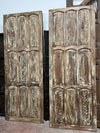 Vintage Carved Doors Reclaimed Wood White Farmhouse Sliding Door 96x36