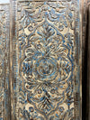 Nature Lotus Carved Double Doors King Headboard Vintage Sliding Barn Door 84