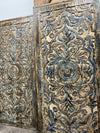 Nature Lotus Carved Double Doors King Headboard Vintage Sliding Barn Door 84