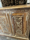 Antique White Sideboard Cabinet Brass Studs Carved Chest TV Stand 52x35