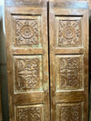 Antique Carved Wood Doors Sliding Double Barn Door, 80x42