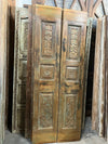 Antique Indo-Spanish Teak Carved Doors Closet Pantry, 80x30