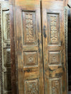 Antique Indo-Spanish Teak Carved Doors Closet Pantry, 80x30