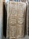 Antique India Carved Double Doors Rustic Vintage Teak Doors 80x33.5