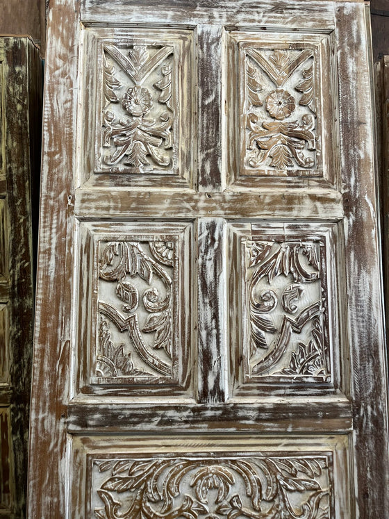 Carved Door Jasmine Whitewashed Interior Door Sliding Barn Door 80