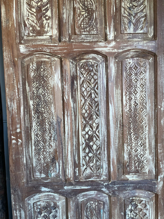 Vintage Carved Doors Reclaimed Wood White Farmhouse Sliding Door 96x36