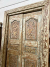 Antique India Carved Double Door with Frame Vintage Door 85x52