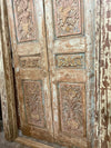 Antique India Carved Double Door with Frame Vintage Door 85x52