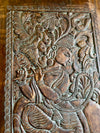 Antiqued Fluting Krishna Vintage Indian Door Wall Sculpture Art 84