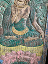 Vintage Carved Door Colorful Buddha Sliding Barn Door, Wall Art Decor