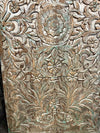 Pearl Accents Lotus Carved Sliding Barn Door Vintage Door King Headboard 80