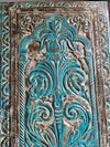 Artistic Carved Tree of Life Barn Door Blue Sliding Barndoor, 84