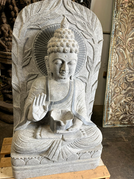 Blessing Bowl Buddha Statue Granite Buddha Sculpture Backyard Sanctuary