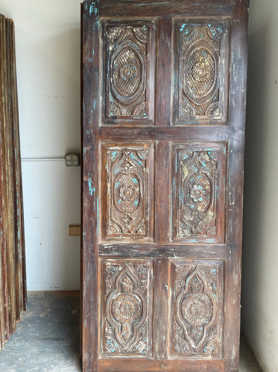 Vintage Carved Wooden Door Interior Rustic Sliding Barndoor 84x36