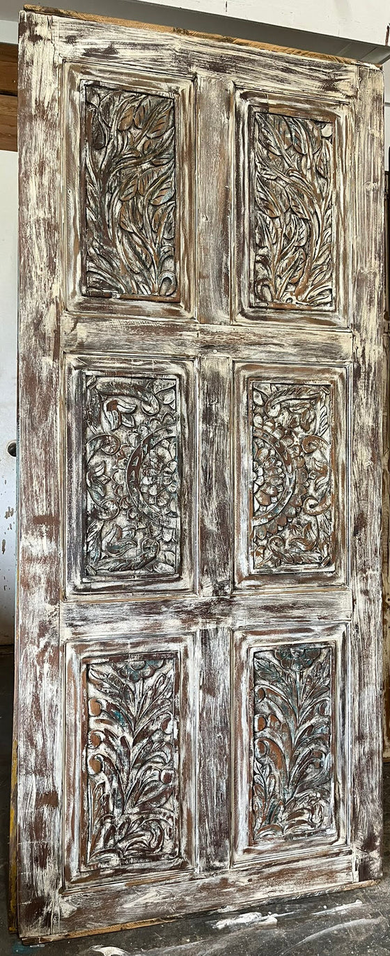 Vintage Carved Wood Sliding Barn Door Farmhouse Style Door statement door 84x36