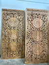 Triple Lotus Carved Lattice Wood Door Vintage Sliding Double Doors 80x36