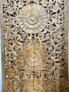 Triple Lotus Carved Lattice Wood Door Vintage Sliding Double Doors 80x36