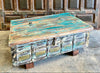 Rustic Vintage Chest Wedding Trunk with Blue Patina Coffee Table