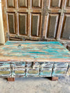 Rustic Vintage Chest Wedding Trunk with Blue Patina Coffee Table