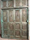 Antique Carved Door Indo French Vintage Teak Double Hinged Doors 98x69