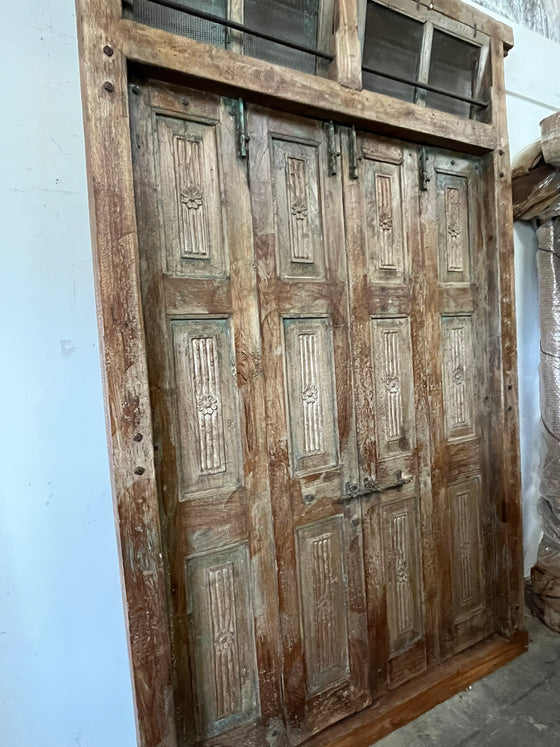 Antique Doors Carved Exterior Teak Veranda Double Hinged Door Original Hardware