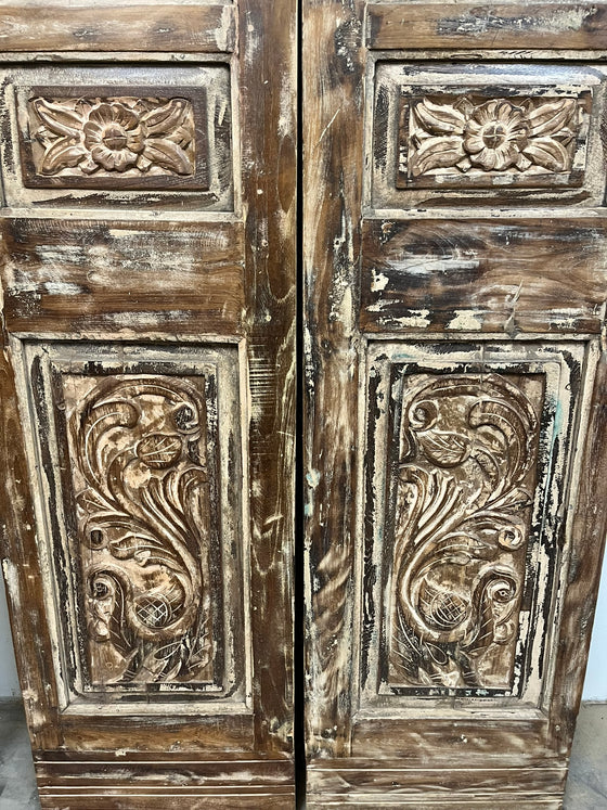 Antique Carved Door Wooden Double Doors Floral Carved Sliding Barn Door 80x36