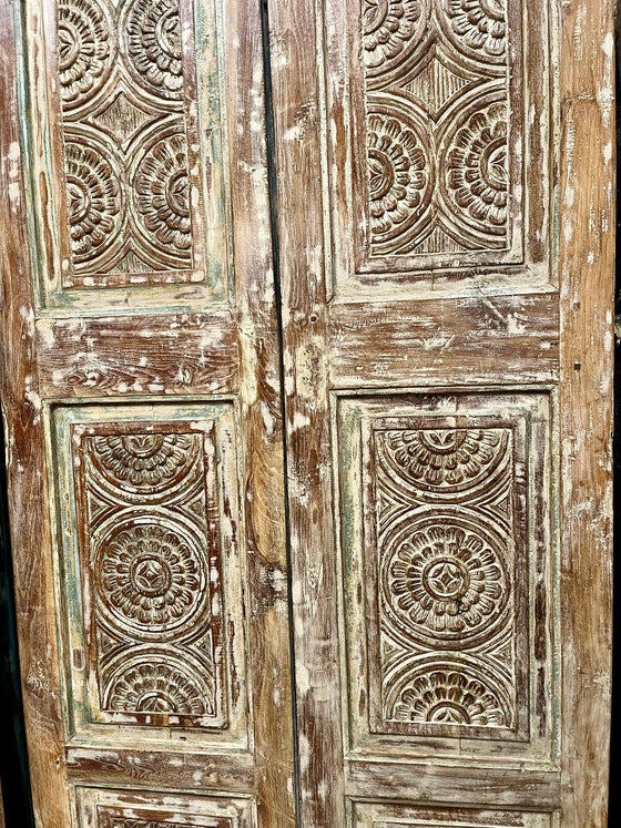 Antique Double Doors Vintage Carved Architectural Indian Doors 81x42