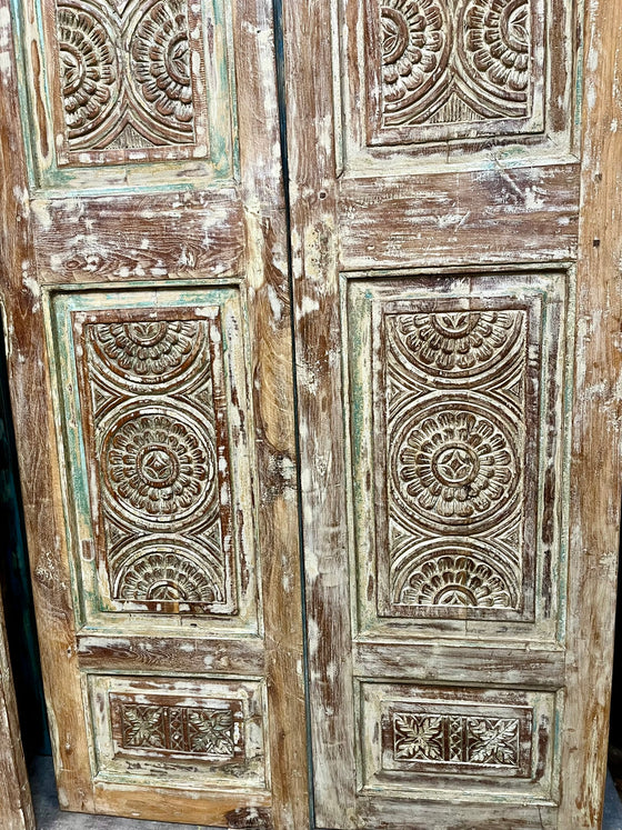 Antique Double Doors Vintage Carved Architectural Indian Doors 81x42