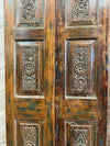 Antique Barn Doors Farmhouse Mid-Century Hand Carved Wood Door 80x33