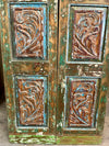 Antique Wooden Double Door Colorful Hues Carved Mexican Style Door 80