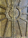 Vintage Brass Cladded Door Panel with Floral Carving Double Doors 80