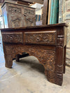 Dark Wood Carved Console Table Entryway Table & TV Stand with Drawer