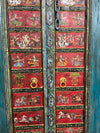 Antique Ganesha Painted Sliding Barn Door Vintage Wood Custom Door 88x42