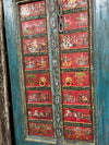 Antique Ganesha Painted Sliding Barn Door Vintage Wood Custom Door 88x42