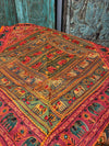 Boho Orange Tapestry India Elephant Embroidered Bed Throw