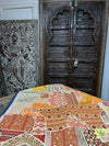 Vintage Russet Handmade Patchwork Wall Hanging Tapestry, Ethnic Tapestry