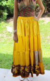 Womens butterscotch Yellow Beach Maxi Skirt Patchwork Boho Skirts S/M