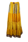 Womens butterscotch Yellow Beach Maxi Skirt Patchwork Boho Skirts S/M