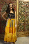 Womens butterscotch Yellow Beach Maxi Skirt Patchwork Boho Skirts S/M