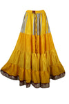 Womens butterscotch Yellow Beach Maxi Skirt Patchwork Boho Skirts S/M