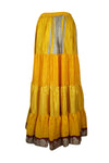 Womens butterscotch Yellow Beach Maxi Skirt Patchwork Boho Skirts S/M