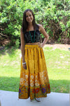 Womens Honey Yellow Beach Maxi Skirt Patchwork Boho Skirts S/M