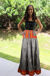 Womens Black, Red Stylish Beach Maxi Skirt Patchwork Boho Skirts S/M