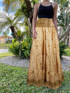 Womens Coral Peach, Floral  Maxi Skirt Patchwork Boho Skirts S/M